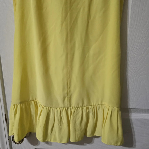 Amanda Uprichard Silk Mini Shift Dress w/ Ruffle Hem in Yellow, Unlined, EUC! - Picture 7 of 13